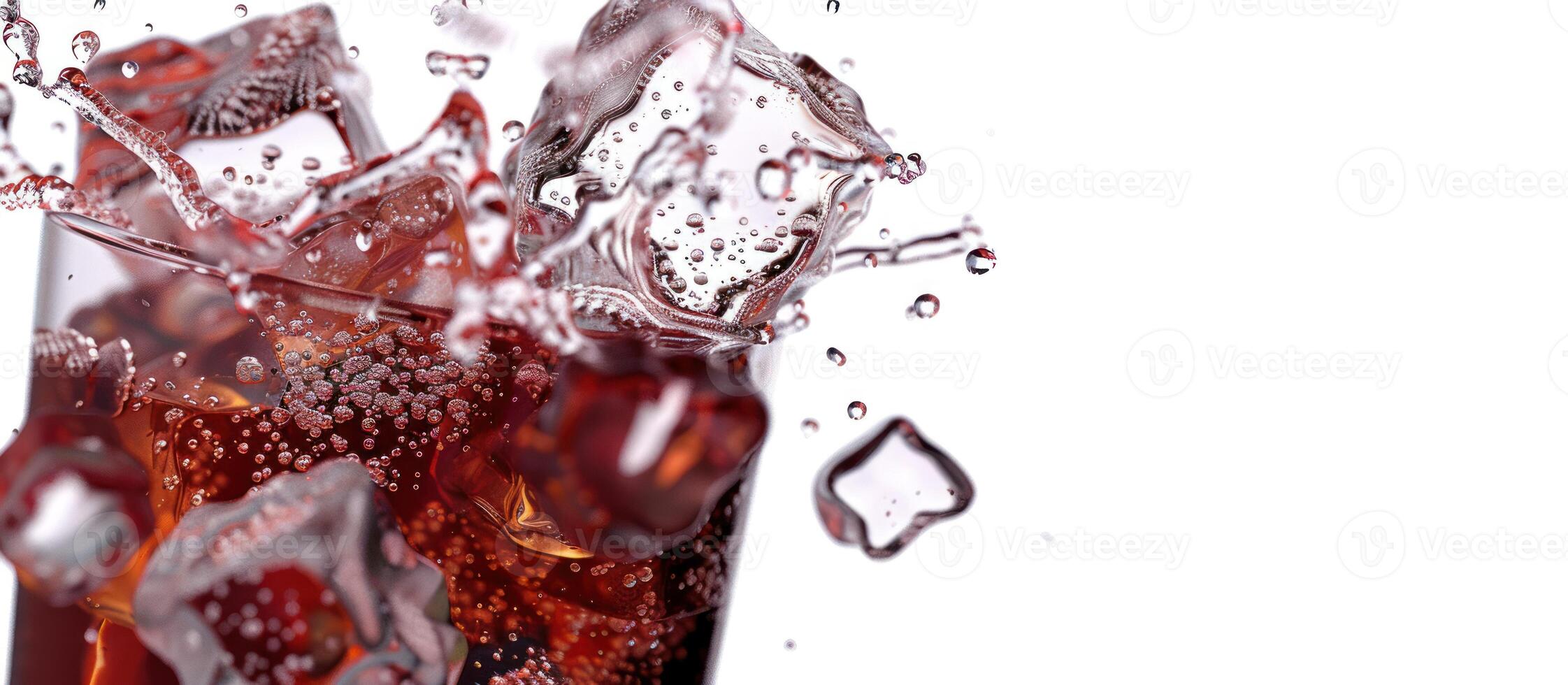 glass of coke with ice cubes isolated. photo