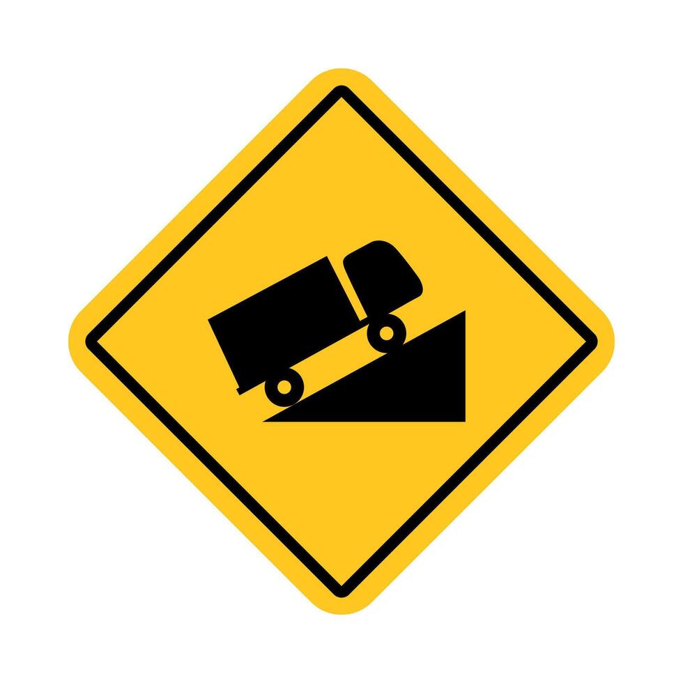 traffic sign, Cautionary steep hill ascent vector
