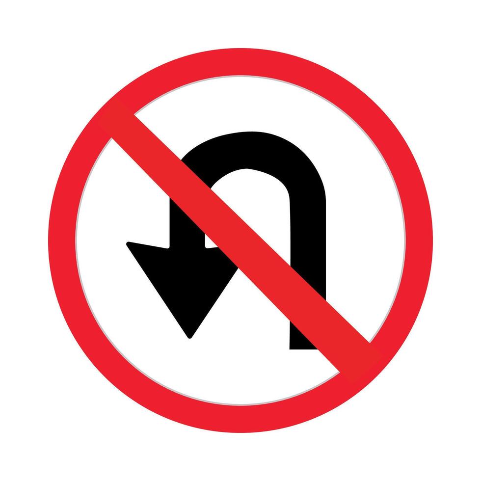 traffic sign, Cautionary No right U turn vector