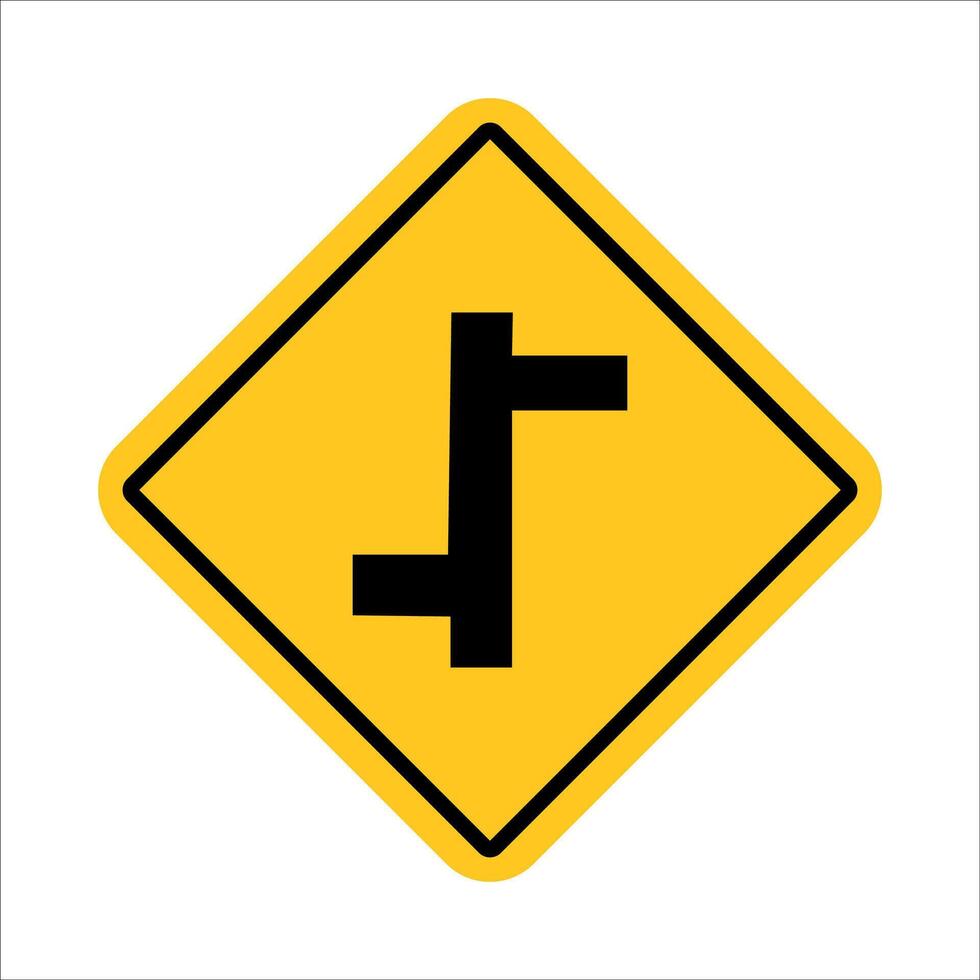 traffic sign, Cautionary staggered junction vector