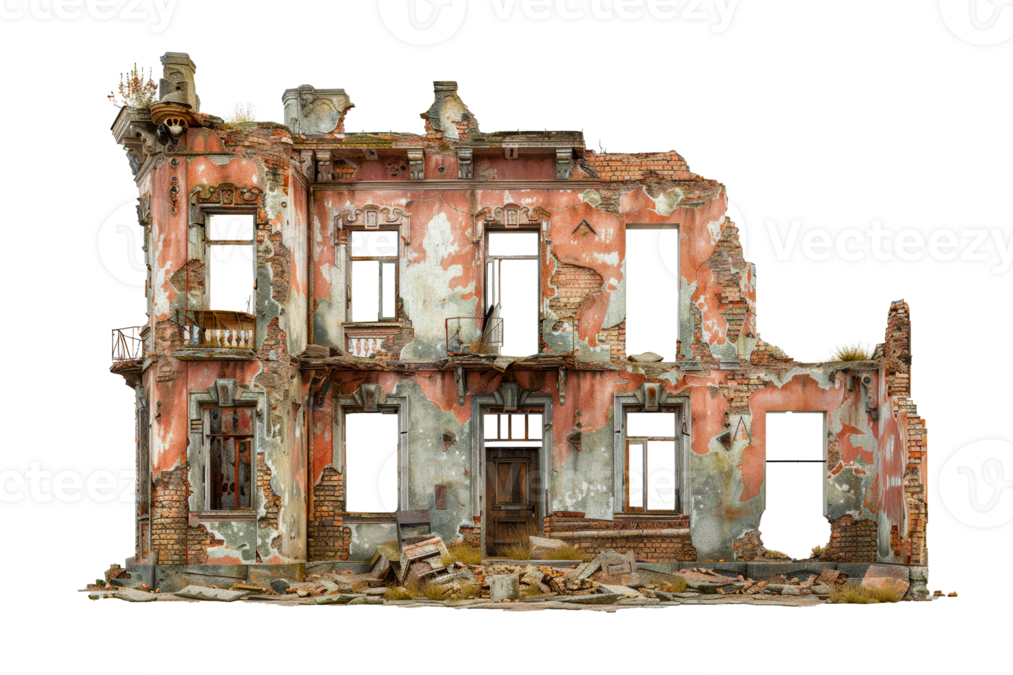 Ruins of an old brick mansion png