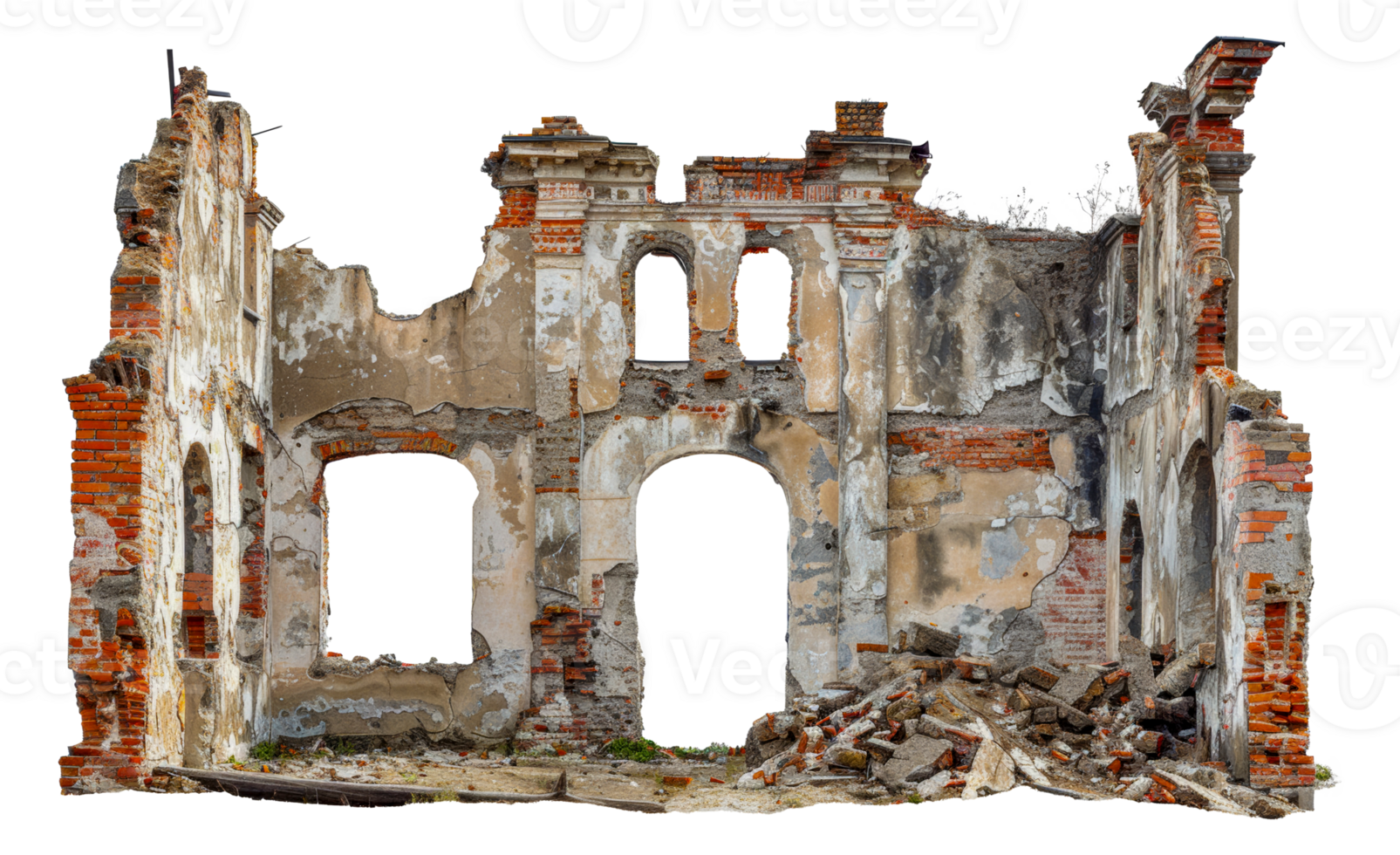 Ruins of an old brick mansion png