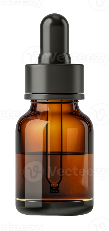 Single glass dropper bottle with golden cap png