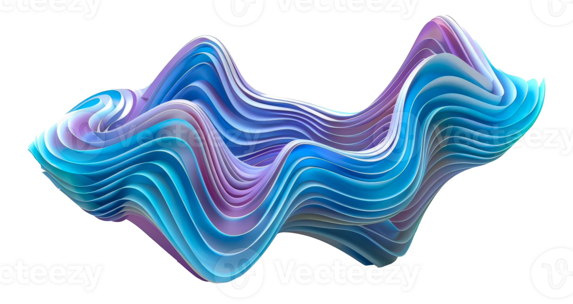 Wavy blue layers abstract 3D illustration png