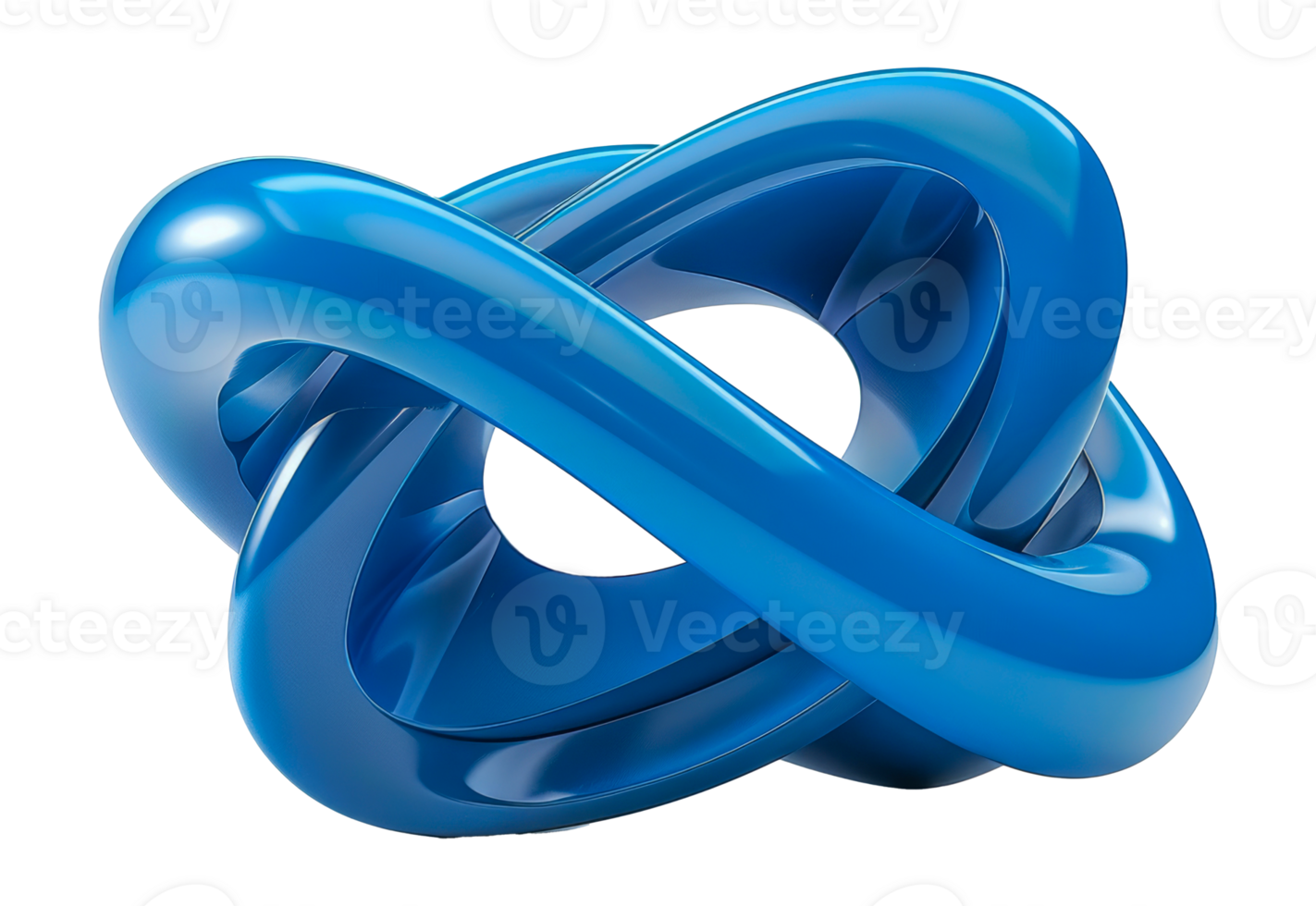 Abstract intertwined satin loops in blue gradient tones png