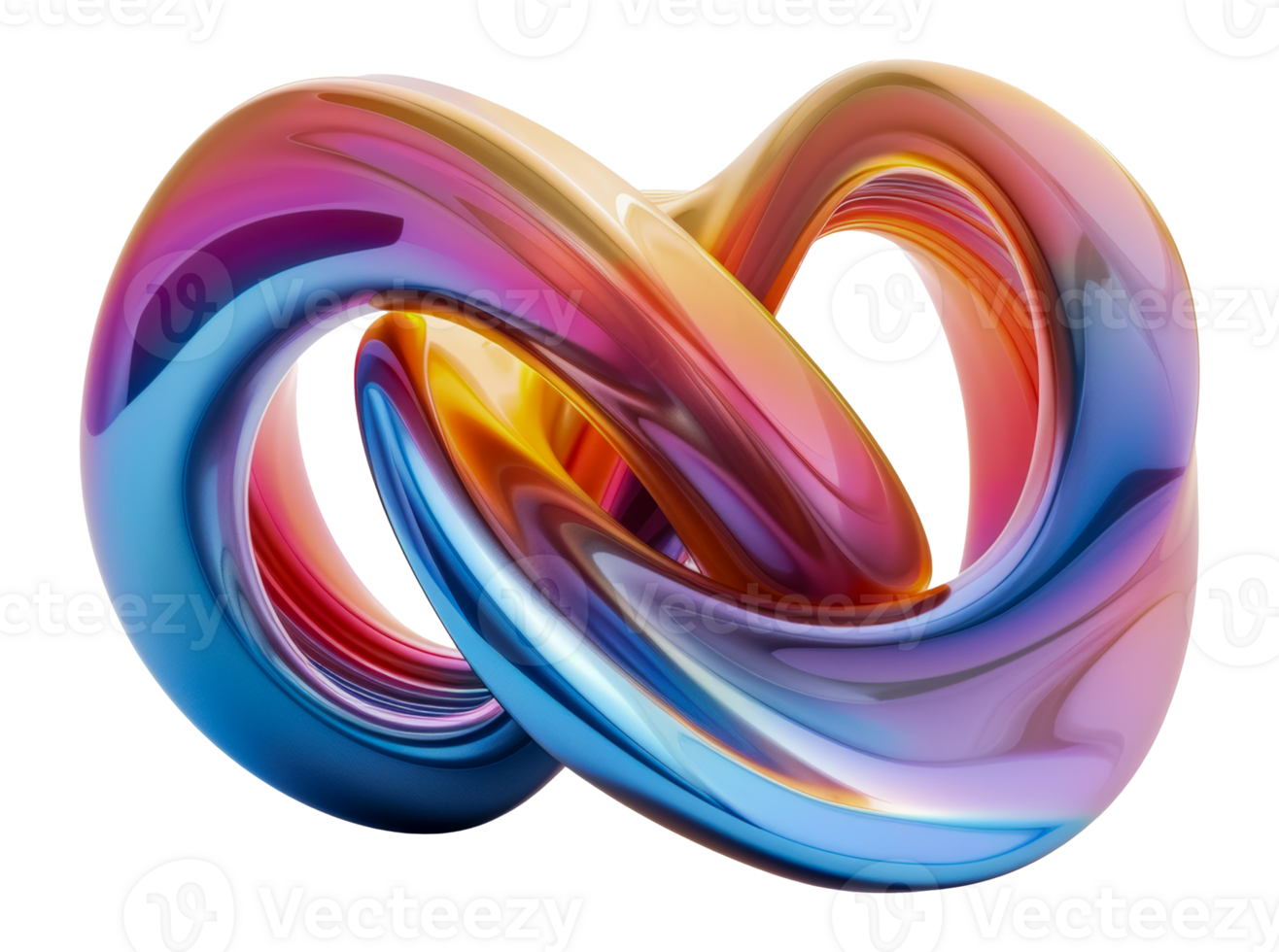 Glossy twisted loops in vibrant hues png