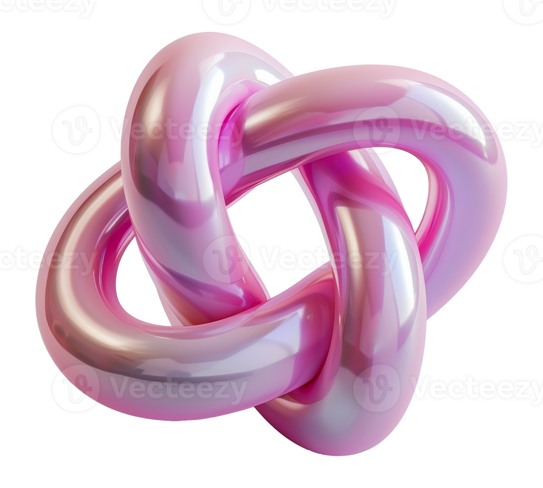 Pink interconnected loops in glossy abstract design png