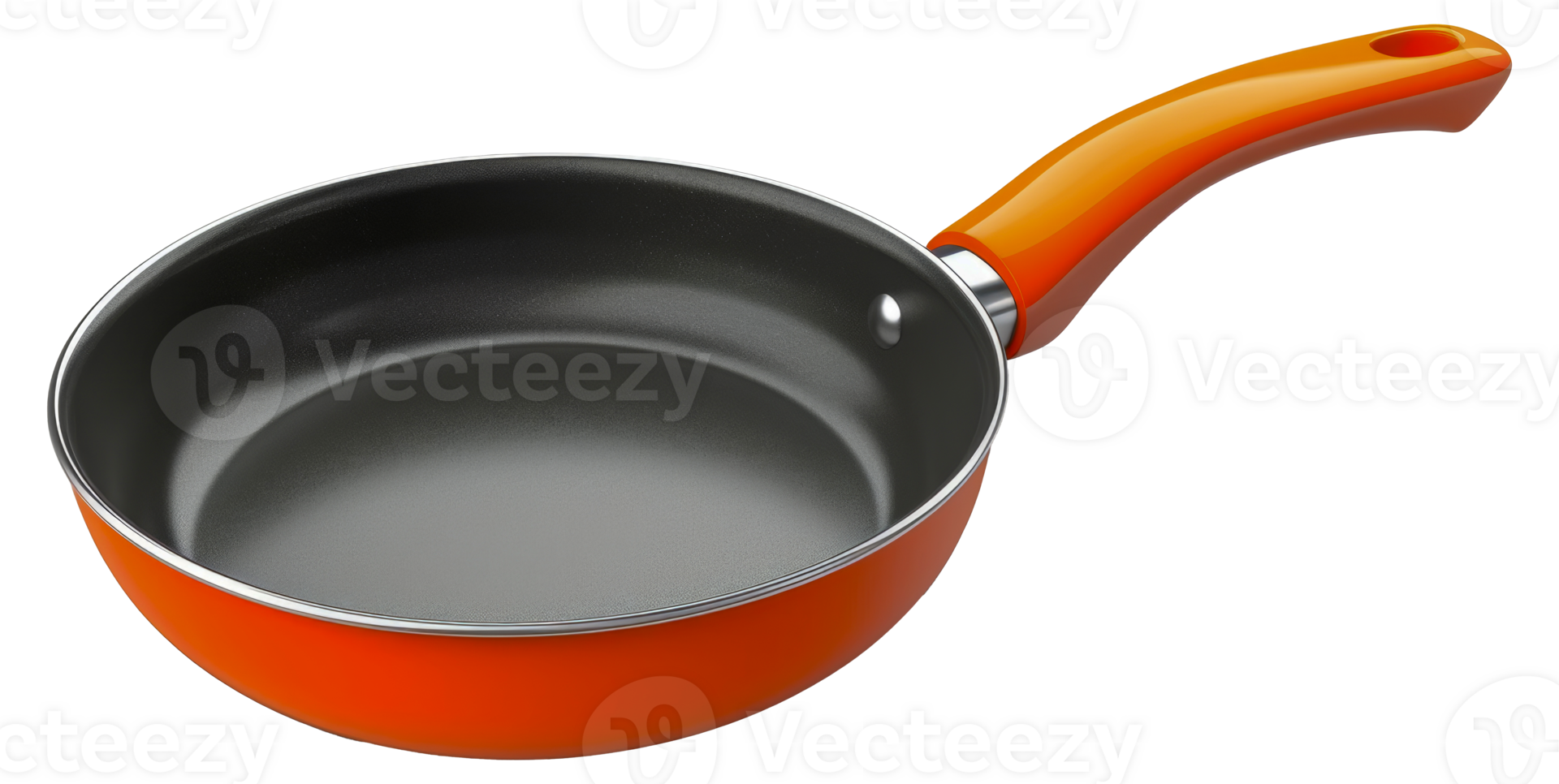 Vibrant orange nonstick frying pan png