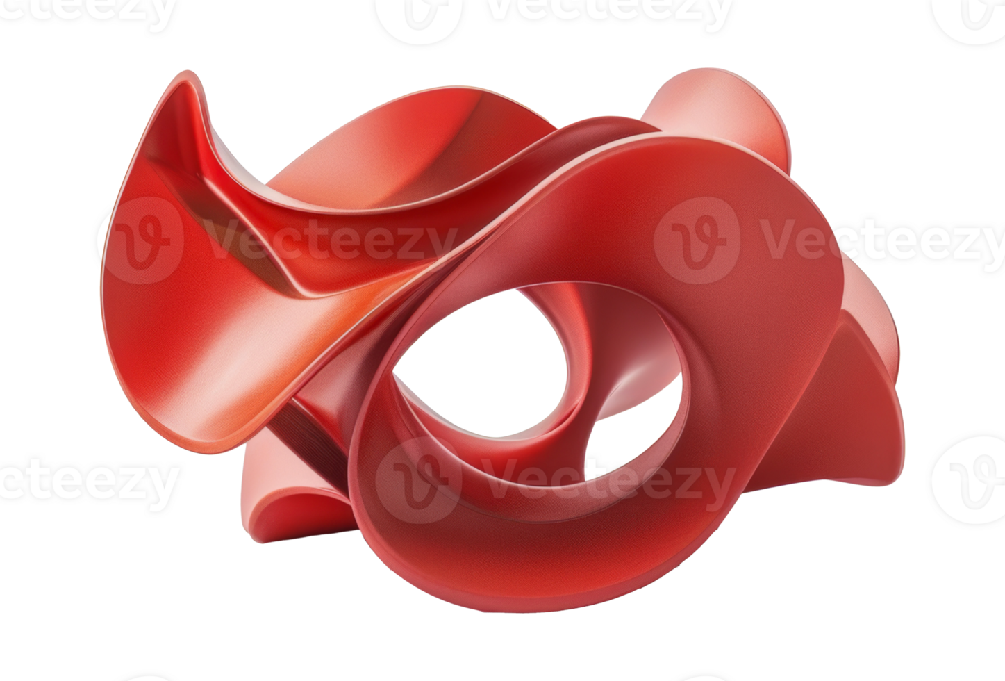 Smooth red satin ribbon sculpture png