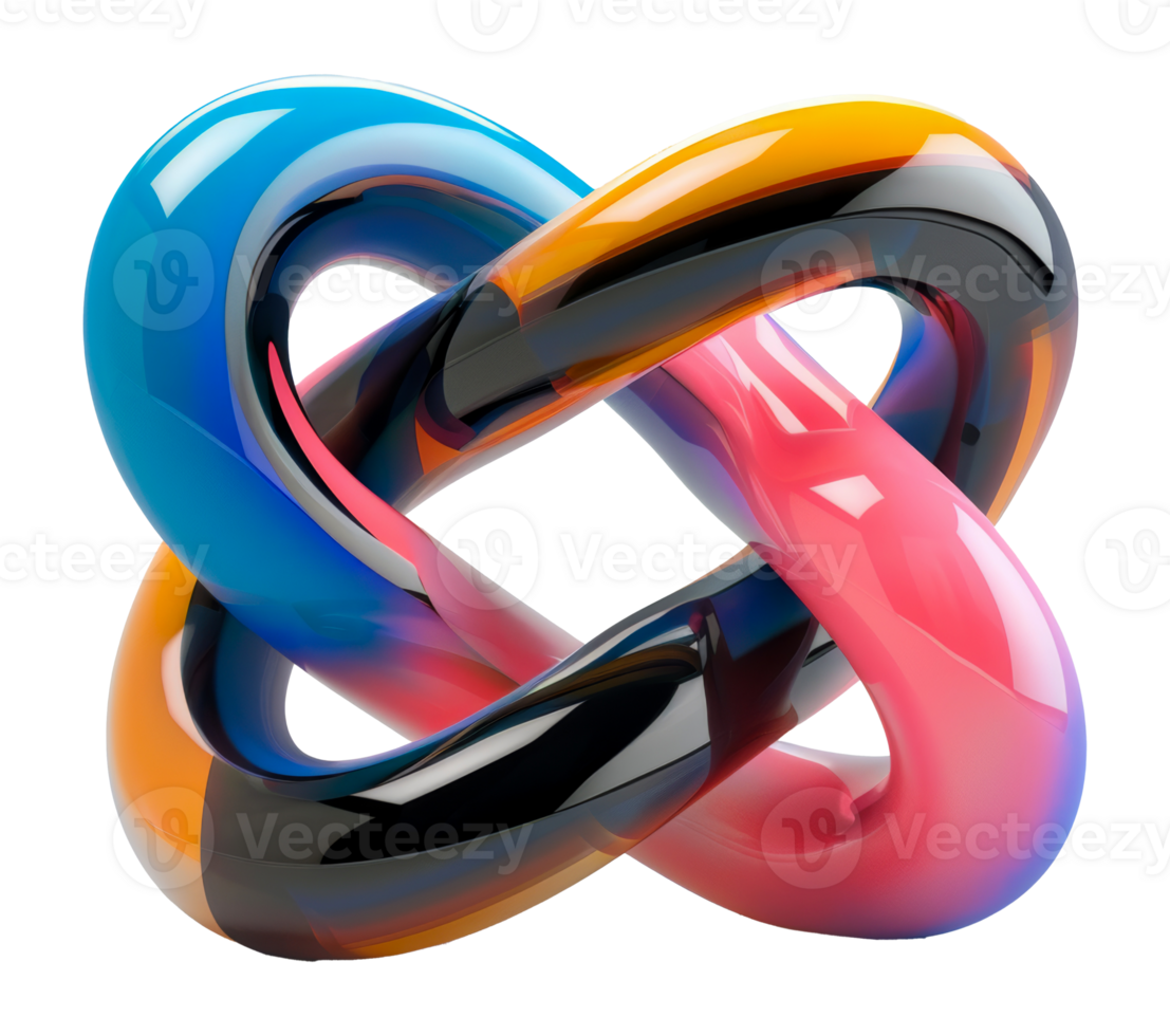 Multicolored glossy abstract intertwined loops png