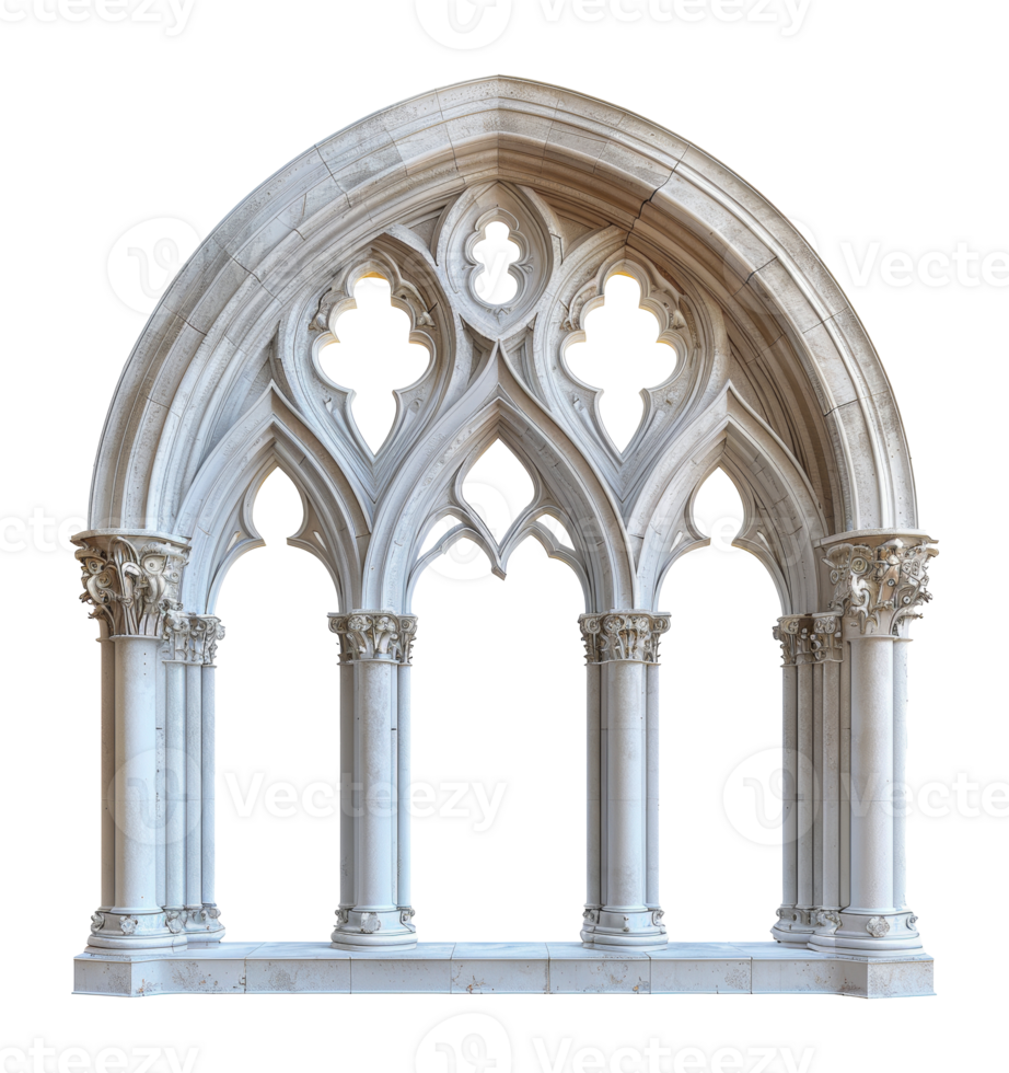 Gothic style architectural stone arch, cut out - stock .. png
