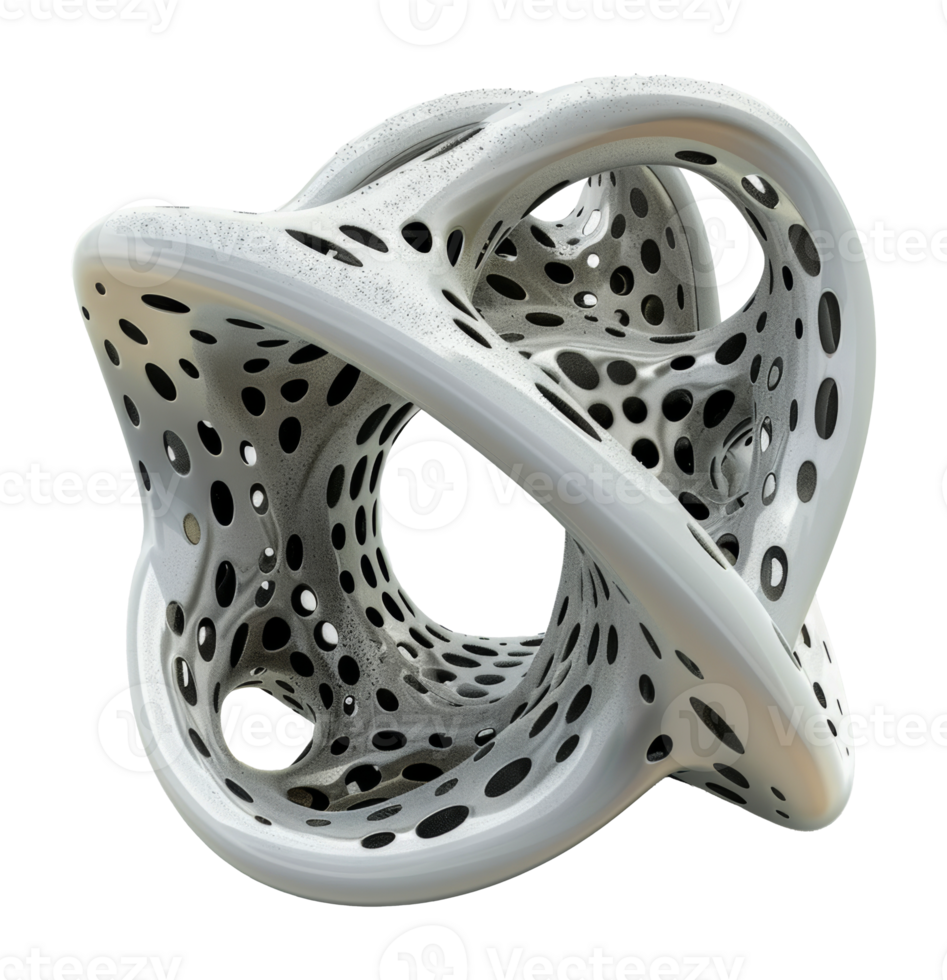 White abstract porous 3D sculpture png
