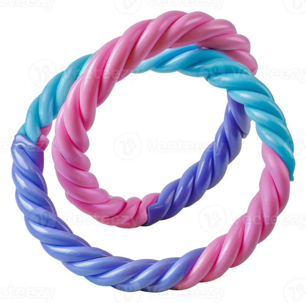 Colorful twisted rope in pink and blue circular shape, cut out - stock .. png
