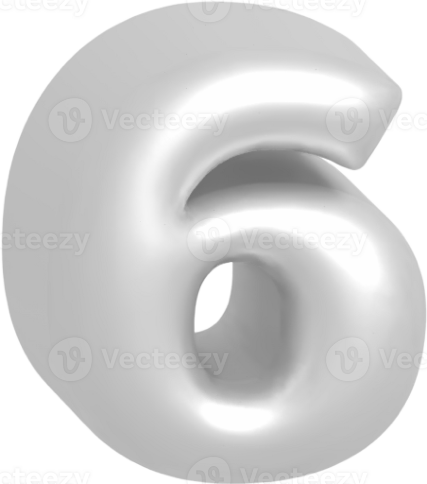 six metallic inflate balloon style alphabet png