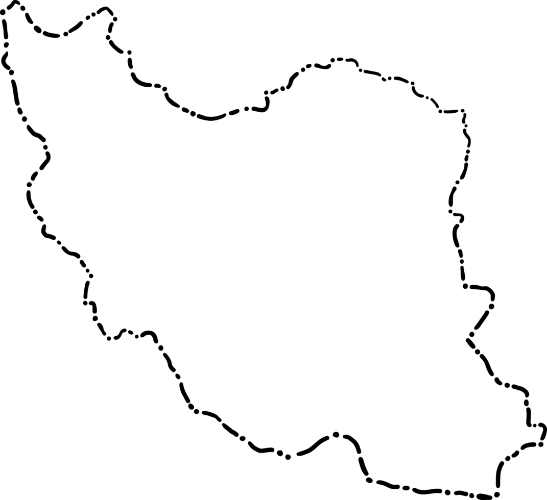 dash line doodle drawing of iran map. png
