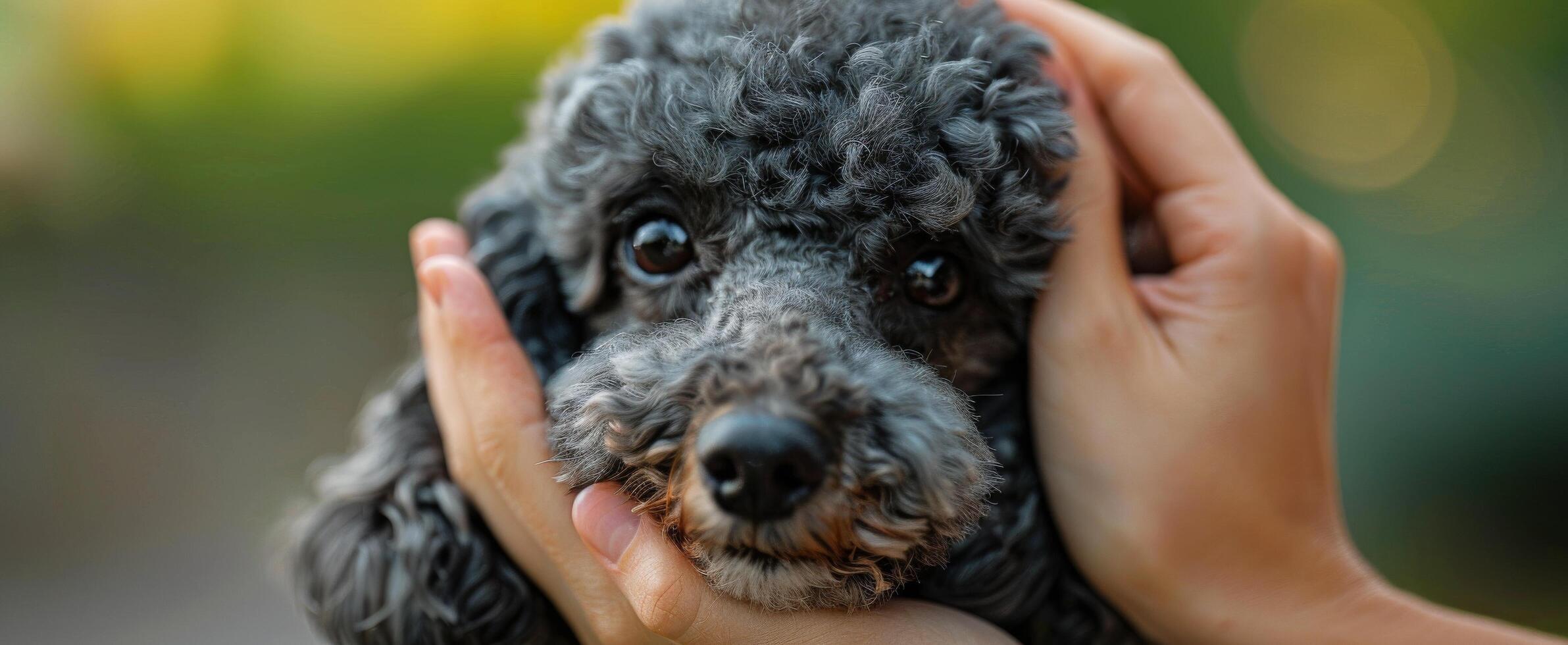 Person Holding Black Poodle photo