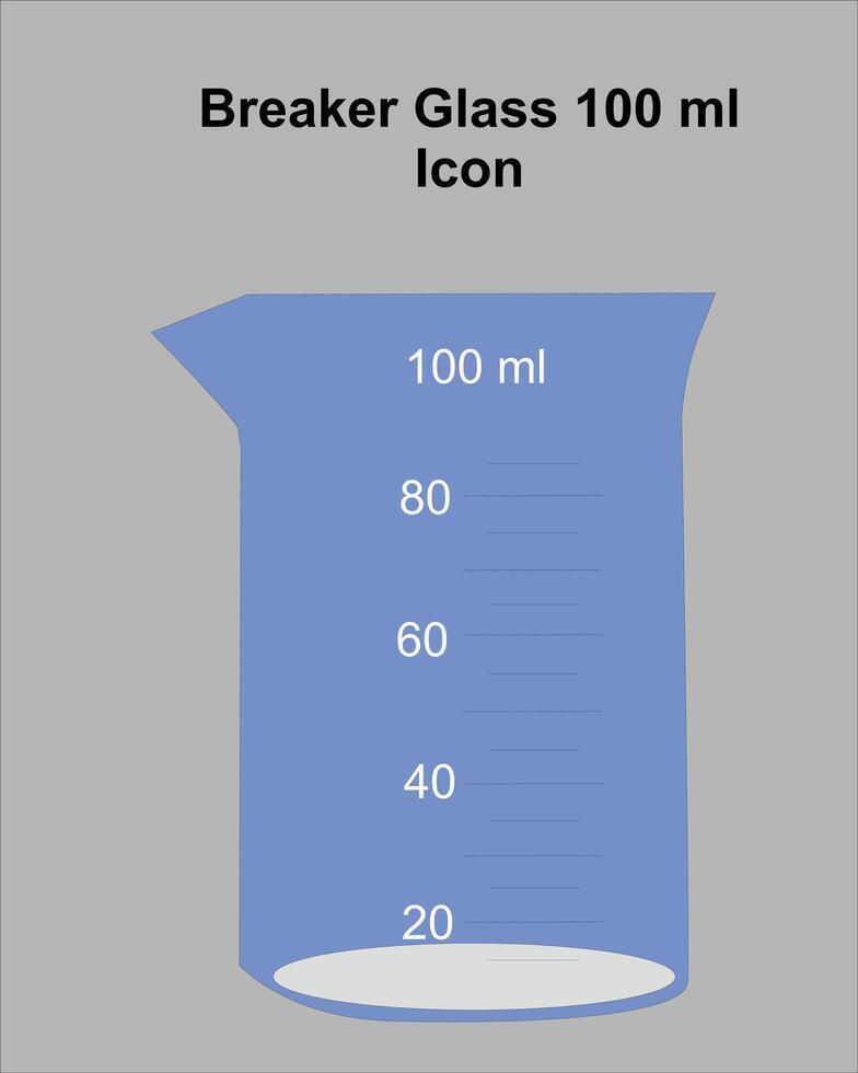100 ml blue beaker glass icon template, one of the laboratory equipment vector