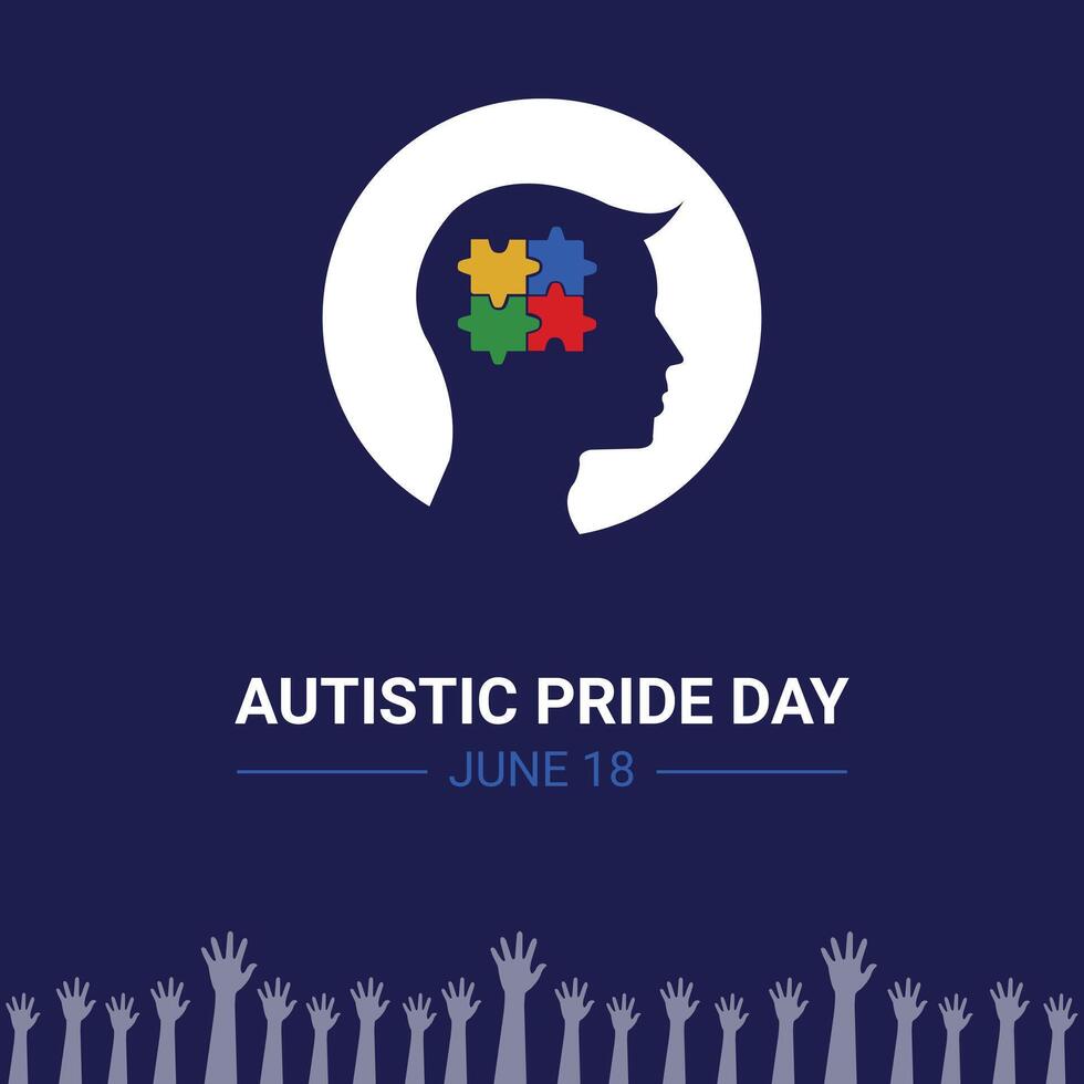 Autistic Pride Day. 18 June. Holiday concept. Template for background with banner, poster and card. flat illustration. Flat design. vector