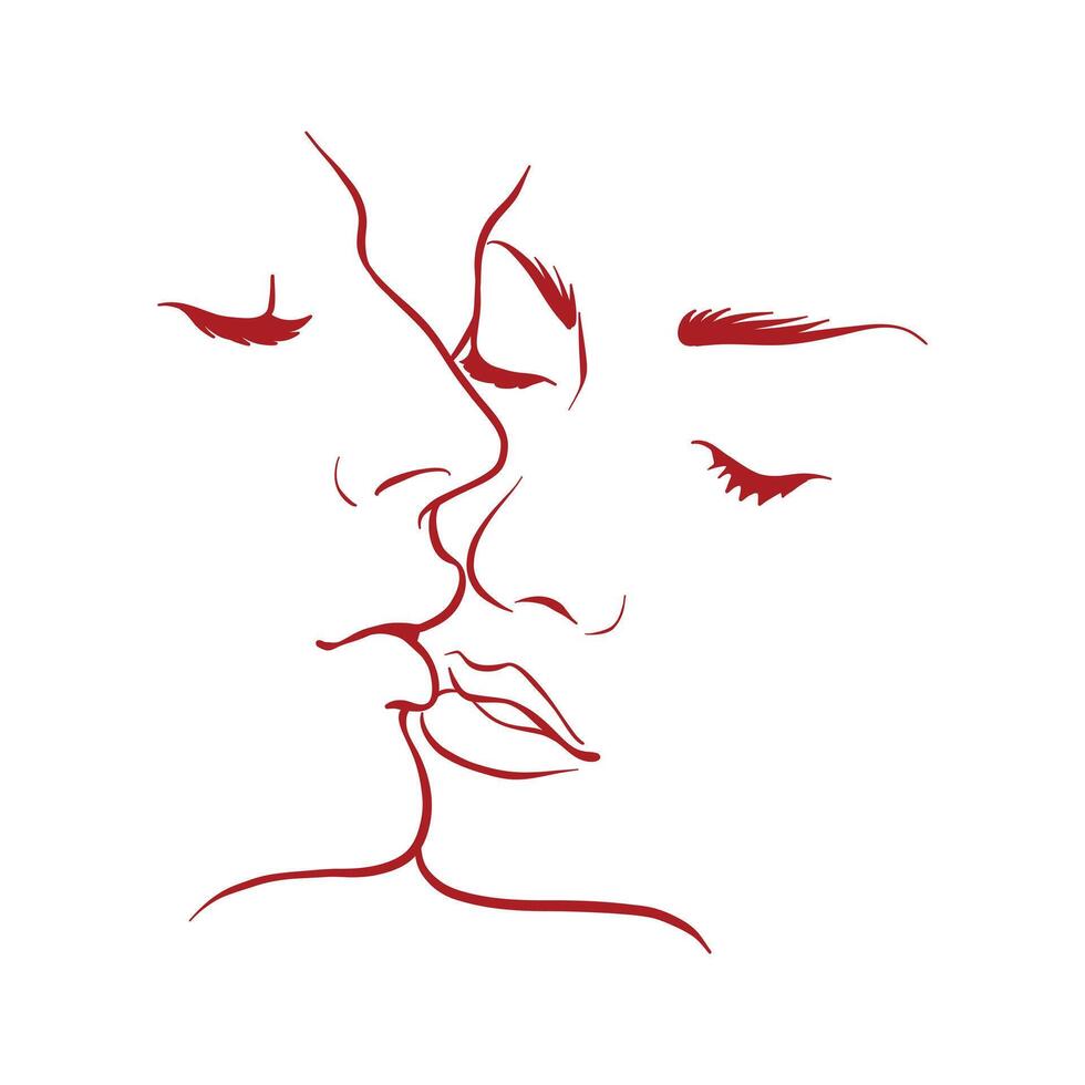 Simple hand drawn illustration of a couple kissing vector
