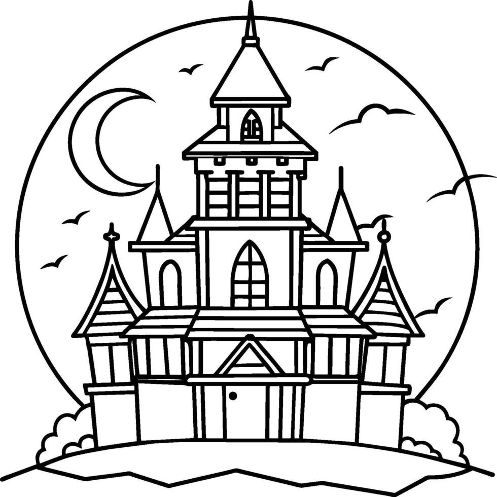 Halloween coloring pages for kids. Happy Halloween outline vector