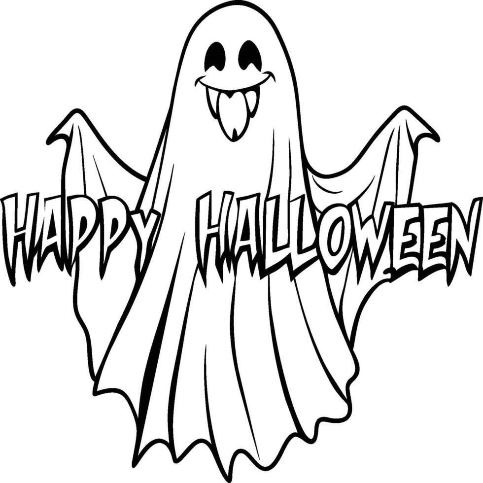 Halloween coloring pages for kids. Happy Halloween outline vector