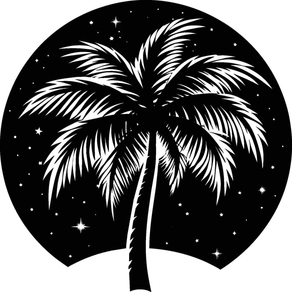 Black palm tree set illustration on white background silhouette art black white stock vector