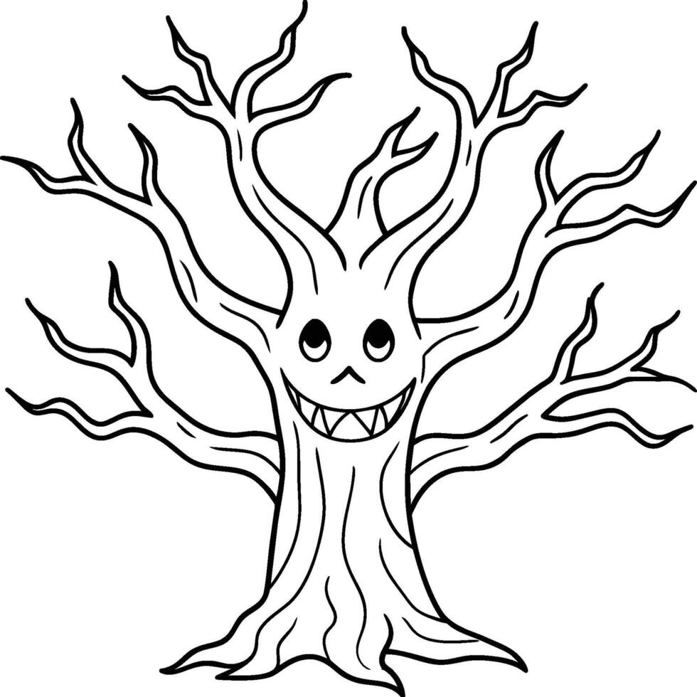 Halloween coloring pages for kids. Happy Halloween outline vector