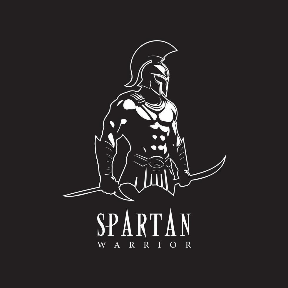 Logo of Mighty Warrior with Sword and Helmet - Ready for Adventure and Valor in the Land of Legends vector