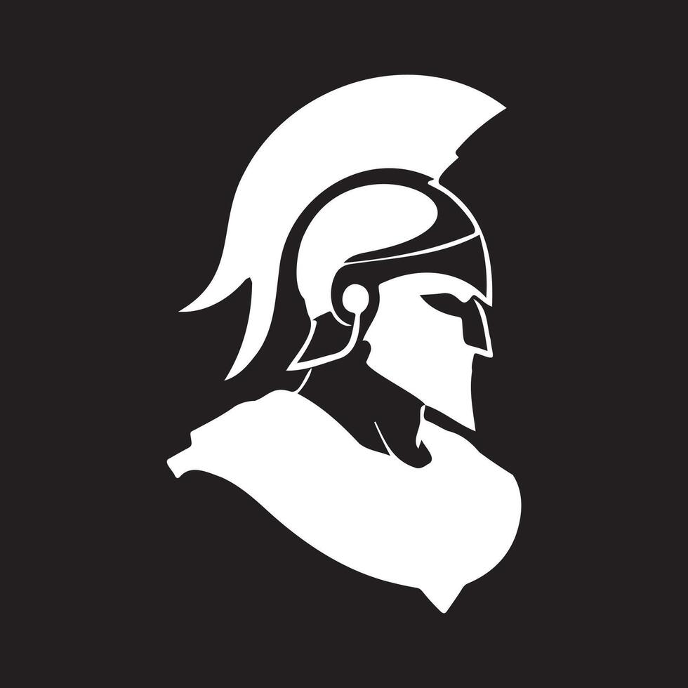 Majestic Spartan Helmet Logo in Bold Contrast - Symbolizing Valor and Leadership in a Timeless Design vector