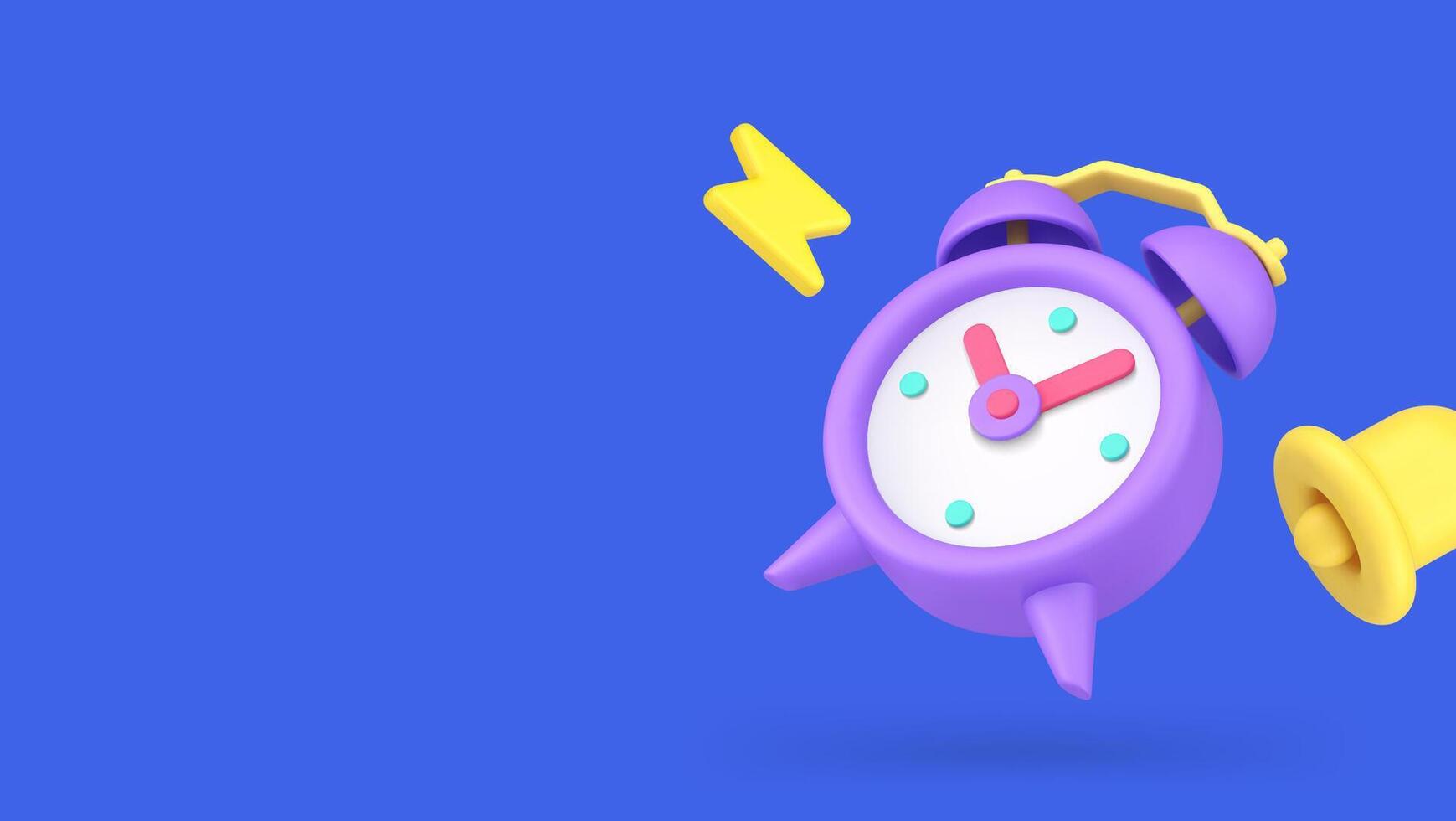 Alarm clock ring bell warning reminder call sound notification push tone signal 3d icon vector