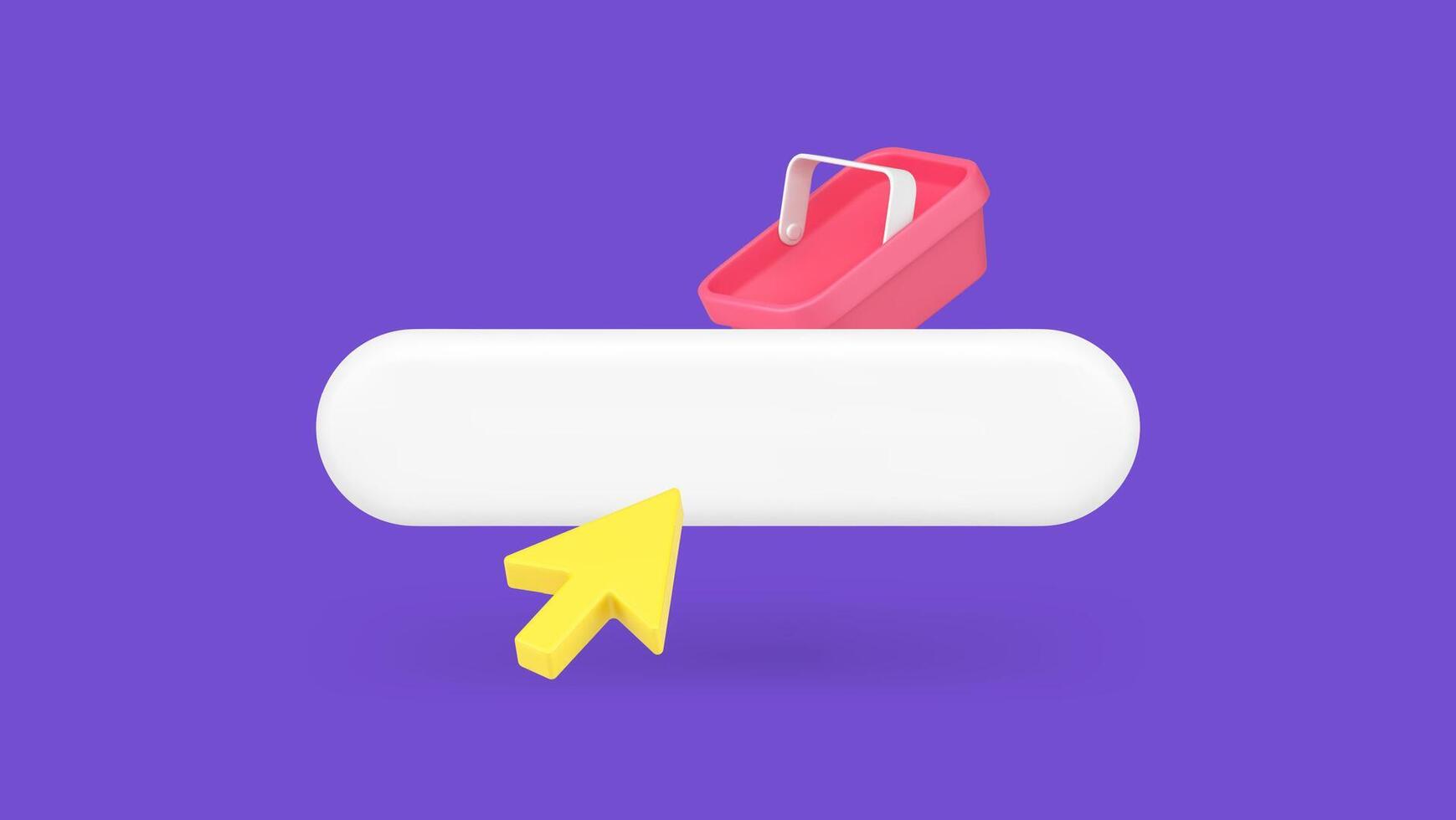Goods online shopping internet search browser field window arrow cursor 3d icon realistic vector