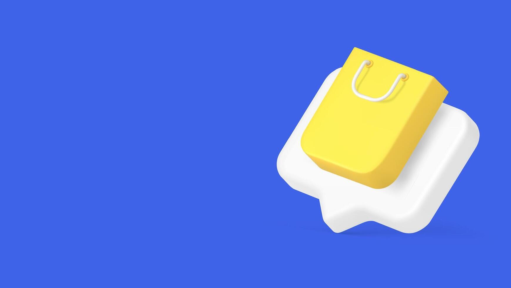 Shopping bag quick tips buying goods internet reminder purchase order marketplace 3d icon vector