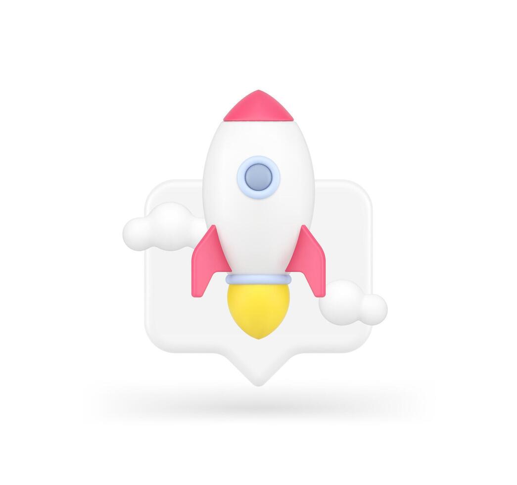 Business startup launching rocket quick tips start targeting marketing solution 3d icon vector
