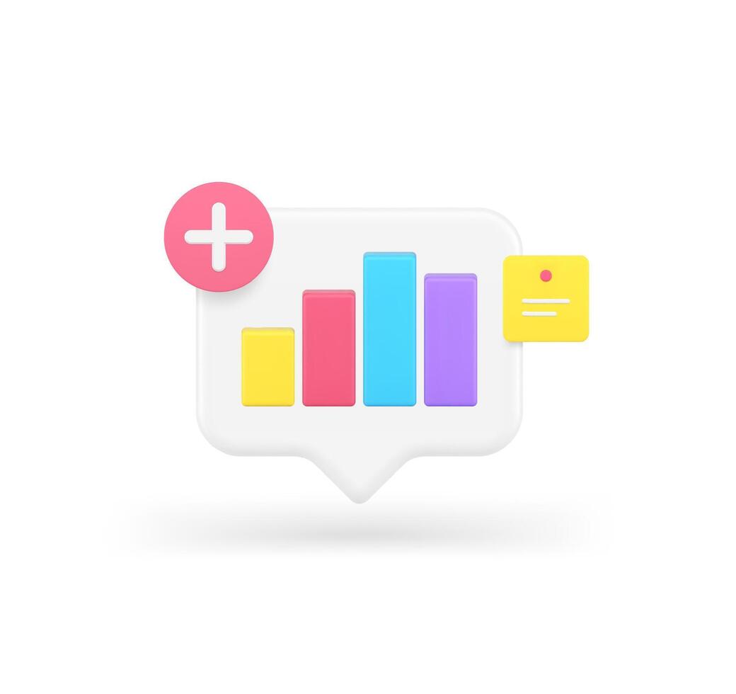 Bar diagram graph add quick tips management business analyzing 3d icon realistic illustration vector