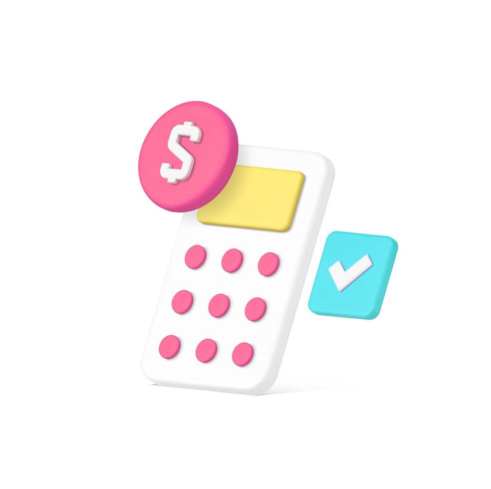 Money counting financial calculation profit budget complete business accounting 3d icon vector