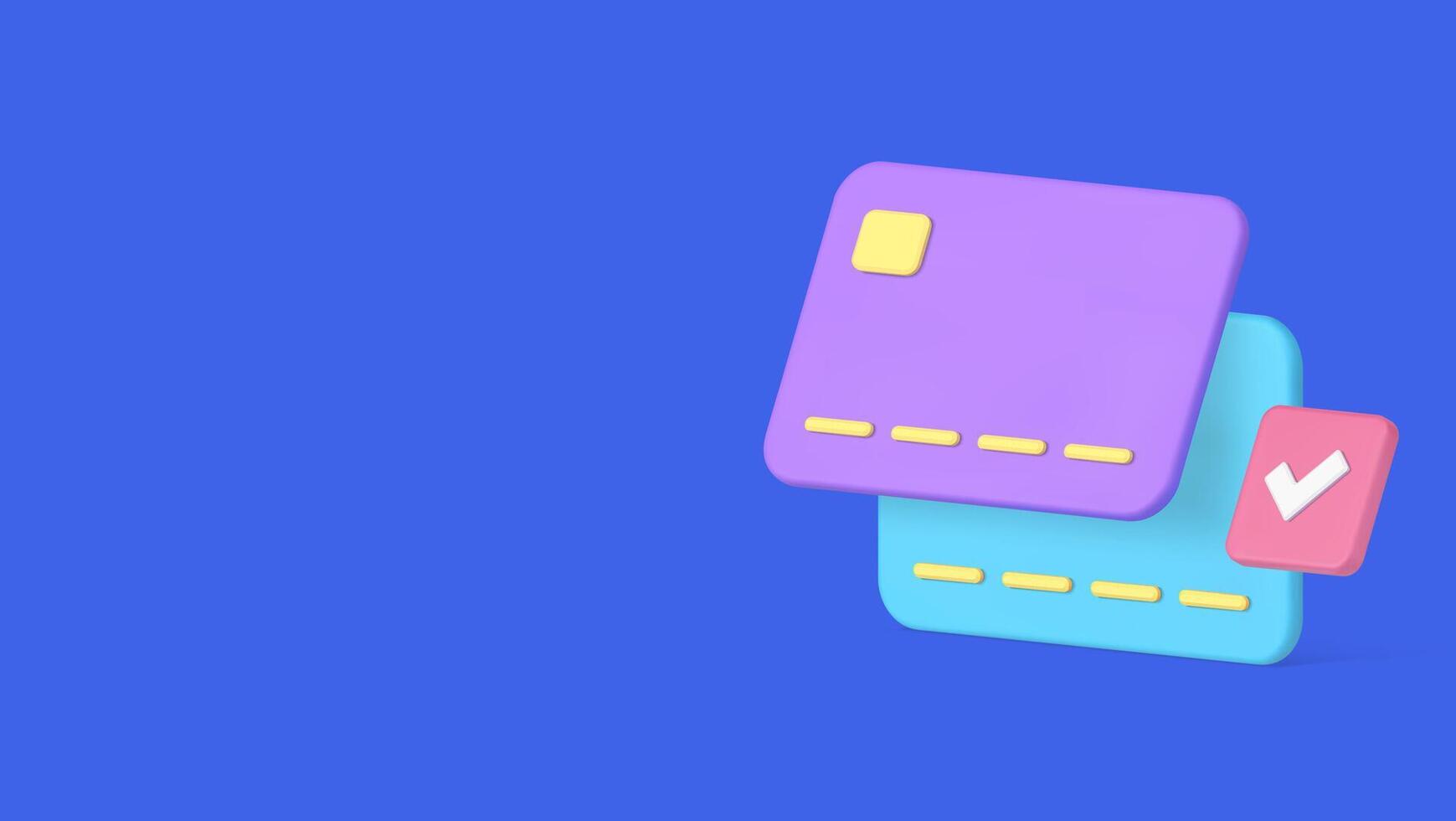 Online banking e money transfer between credit debit card success transaction 3d icon vector