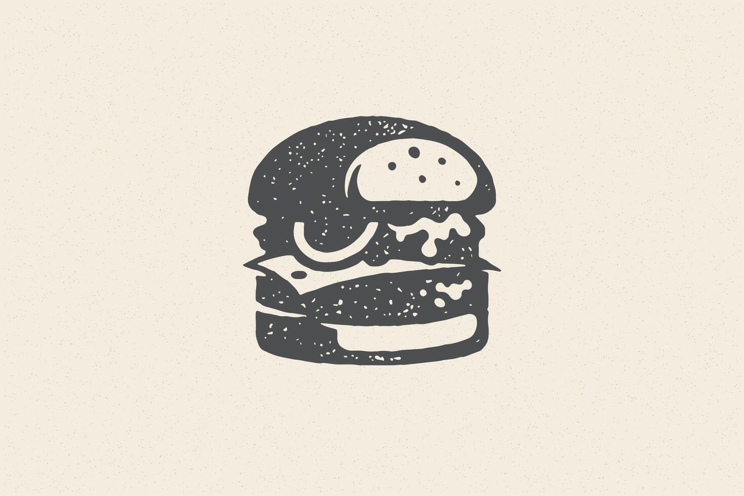 Engraving burger silhouette with texture hand drawn style effect illustration. vector