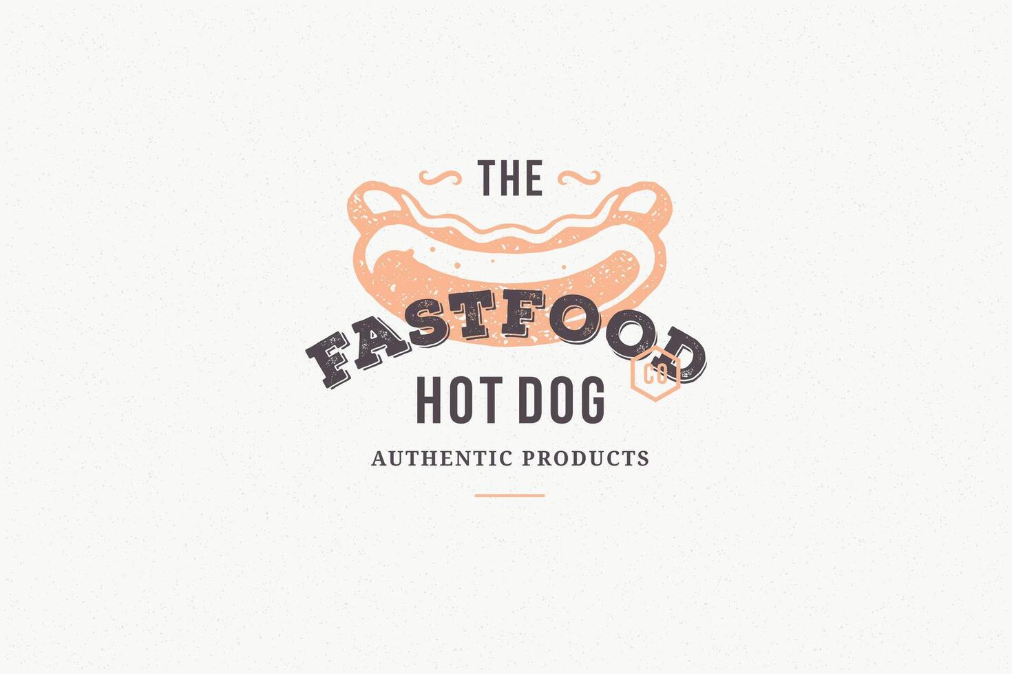 Hand drawn logo hot dog silhouette and modern vintage typography retro style illustration. vector