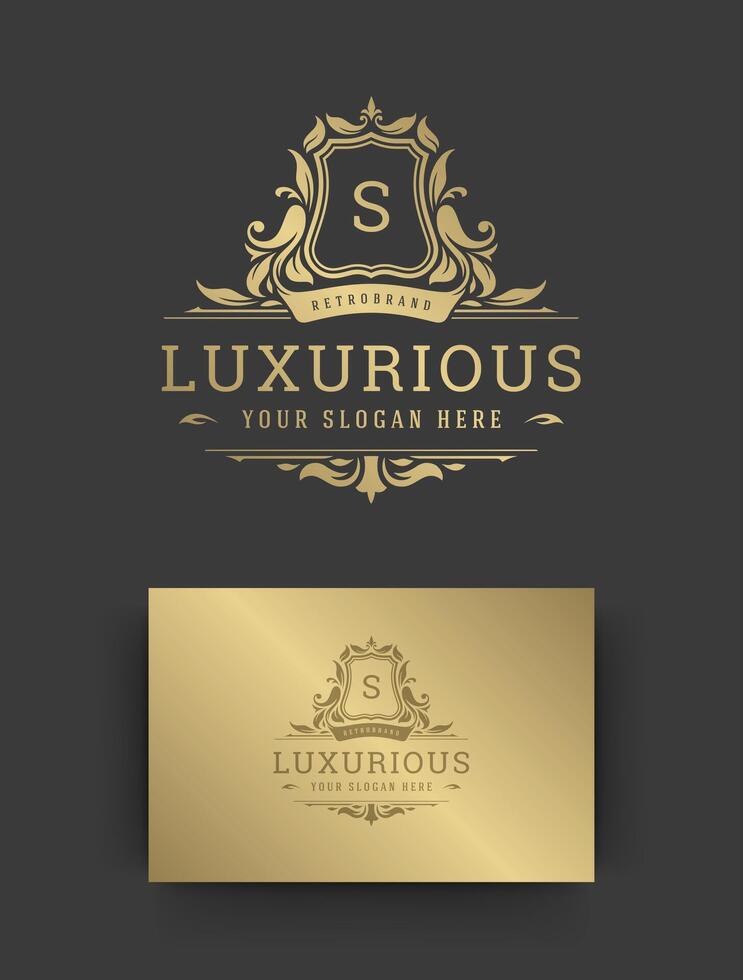 Luxury vintage ornament monogram logo crest template design illustration vector