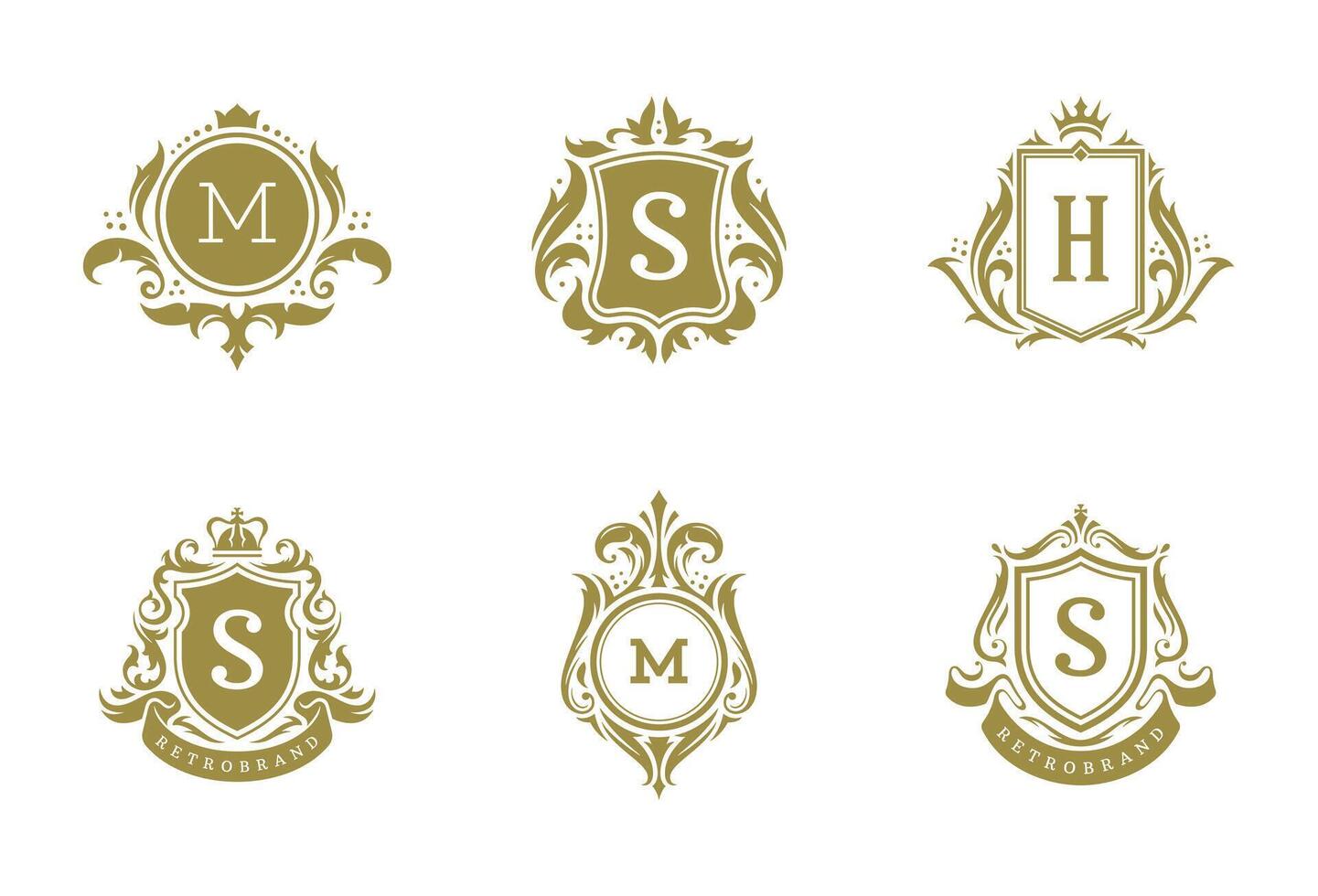Luxury vintage ornament logo monogram crest templates design set illustration vector