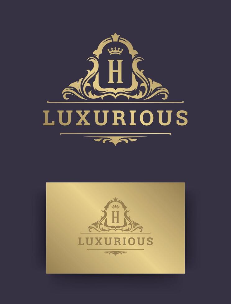 Luxury logo monogram crest template design illustration. vector