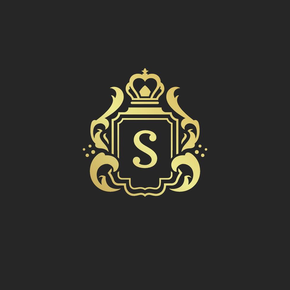 Luxury vintage ornament logo monogram crest template design illustration vector