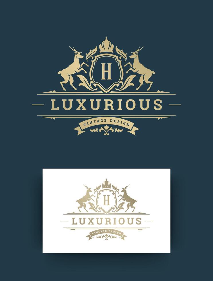 Luxury logo monogram crest template design illustration. vector