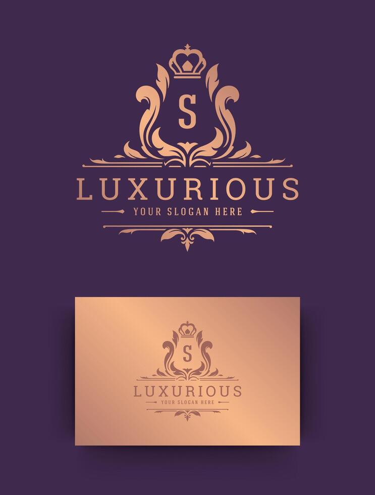 Luxury logo monogram crest template design illustration. vector
