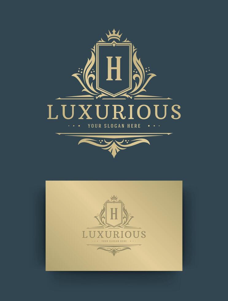 Luxury logo monogram crest template design illustration. vector