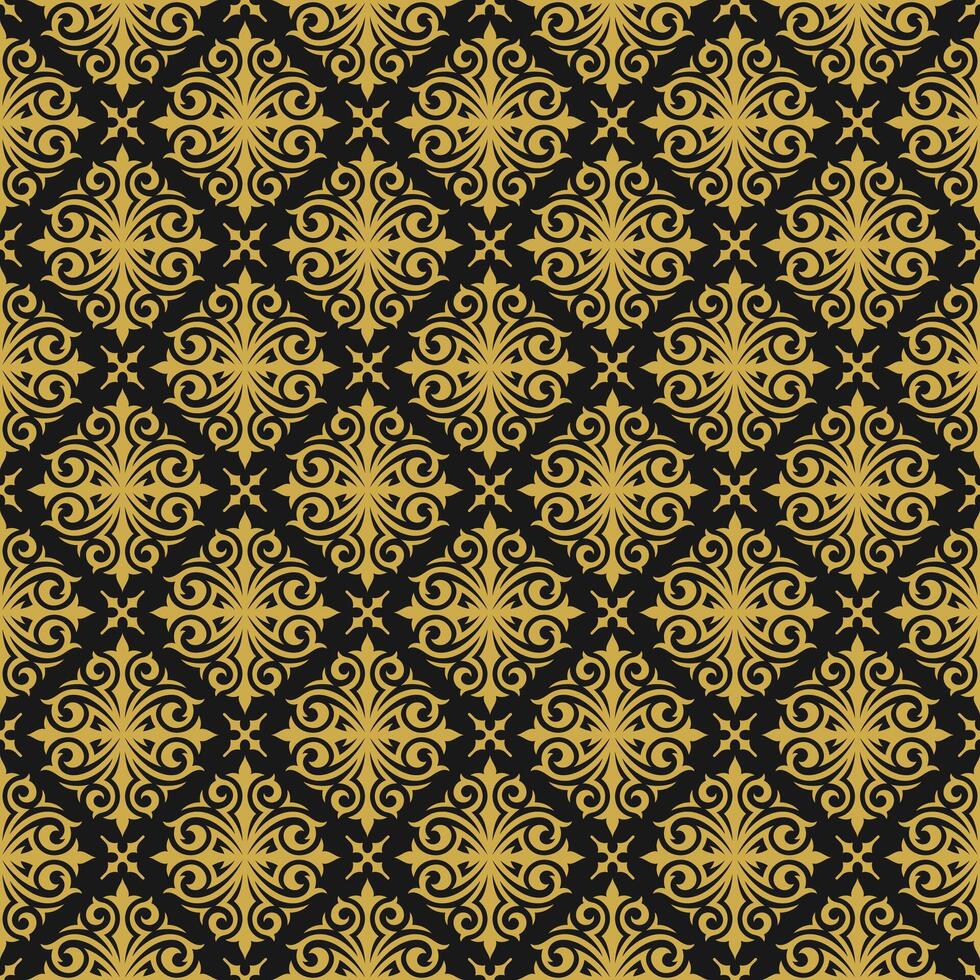 Vintage ornament seamless pattern damask gold ornate vignettes swirls vector