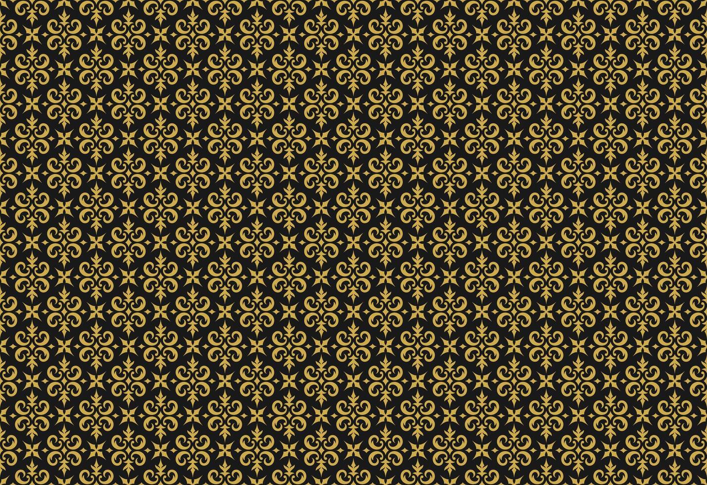 Vintage ornament seamless pattern damask gold ornate vignettes swirls vector