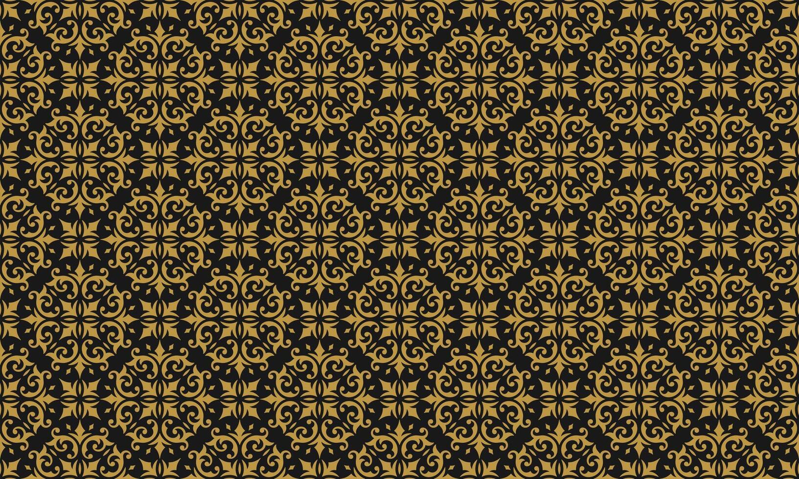 Vintage ornament seamless pattern damask gold ornate vignettes swirls vector