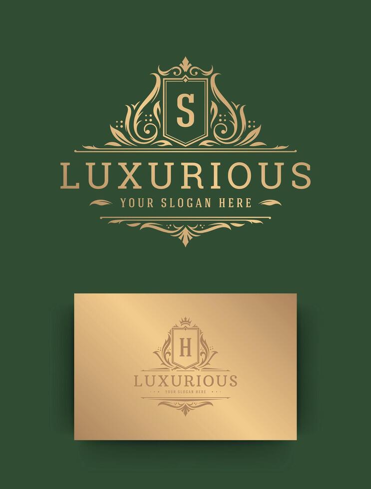 Luxury logo monogram crest template design illustration. vector