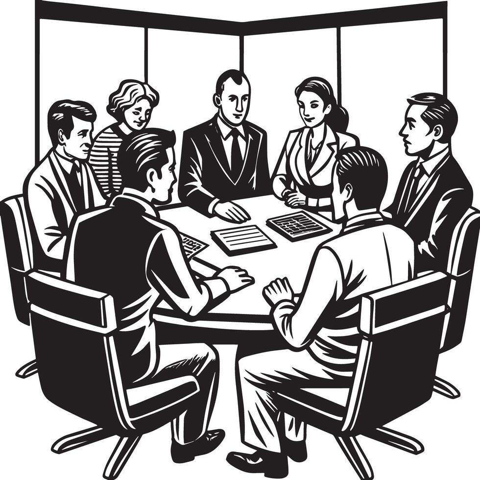 group of business people meeting in office illustration vector